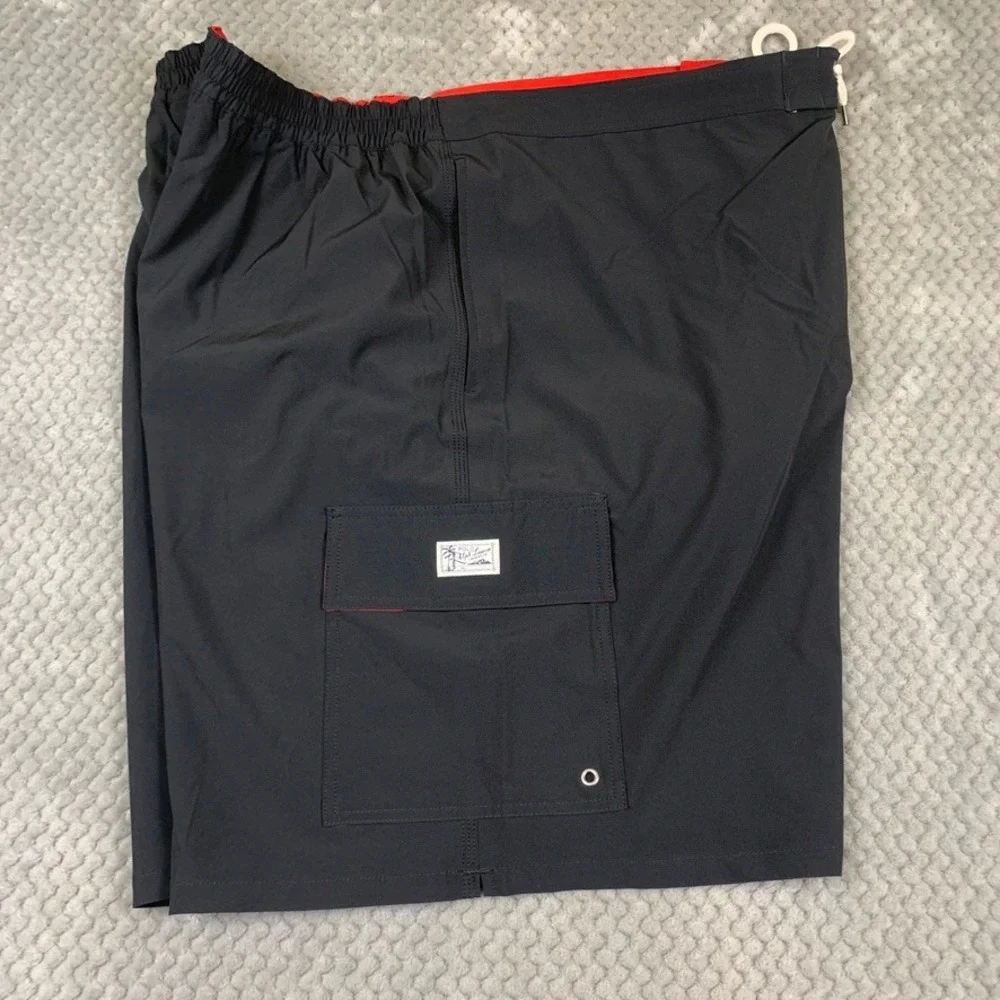 Polo Ralph Lauren Mens 4XB Black Swim Trunks Red Pony Cargo Board Shorts NWT